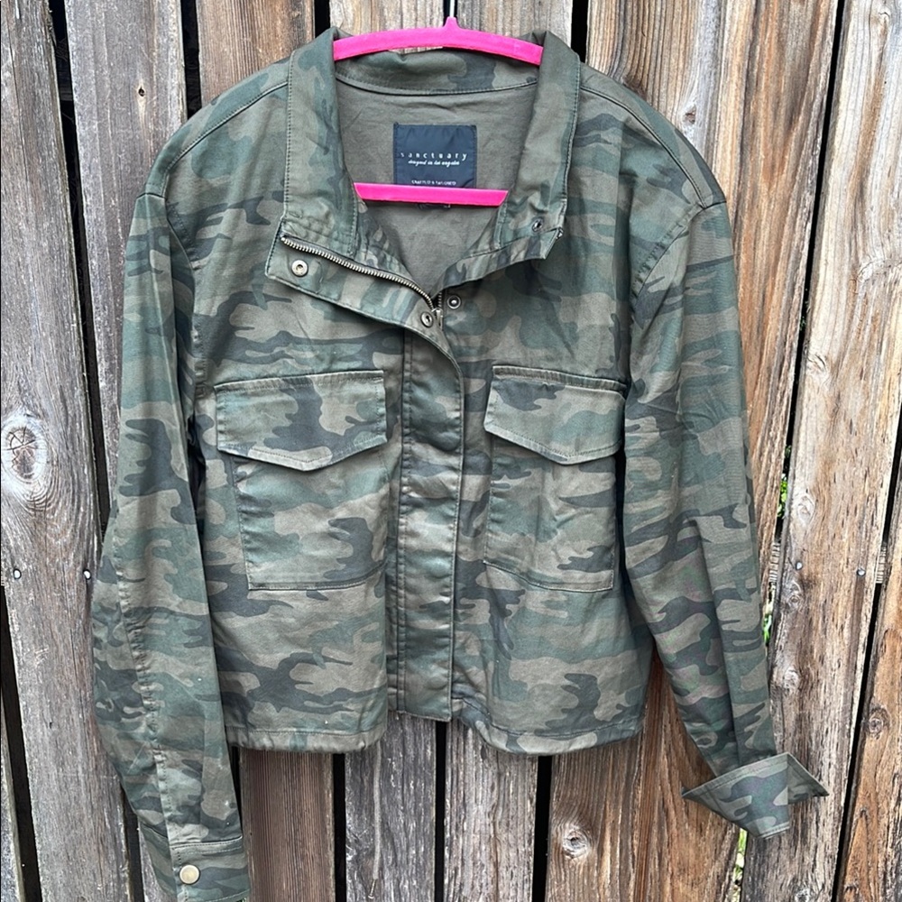 Sanctuary M Light Jacket Boxy Drawstring Zip Snap… - image 1